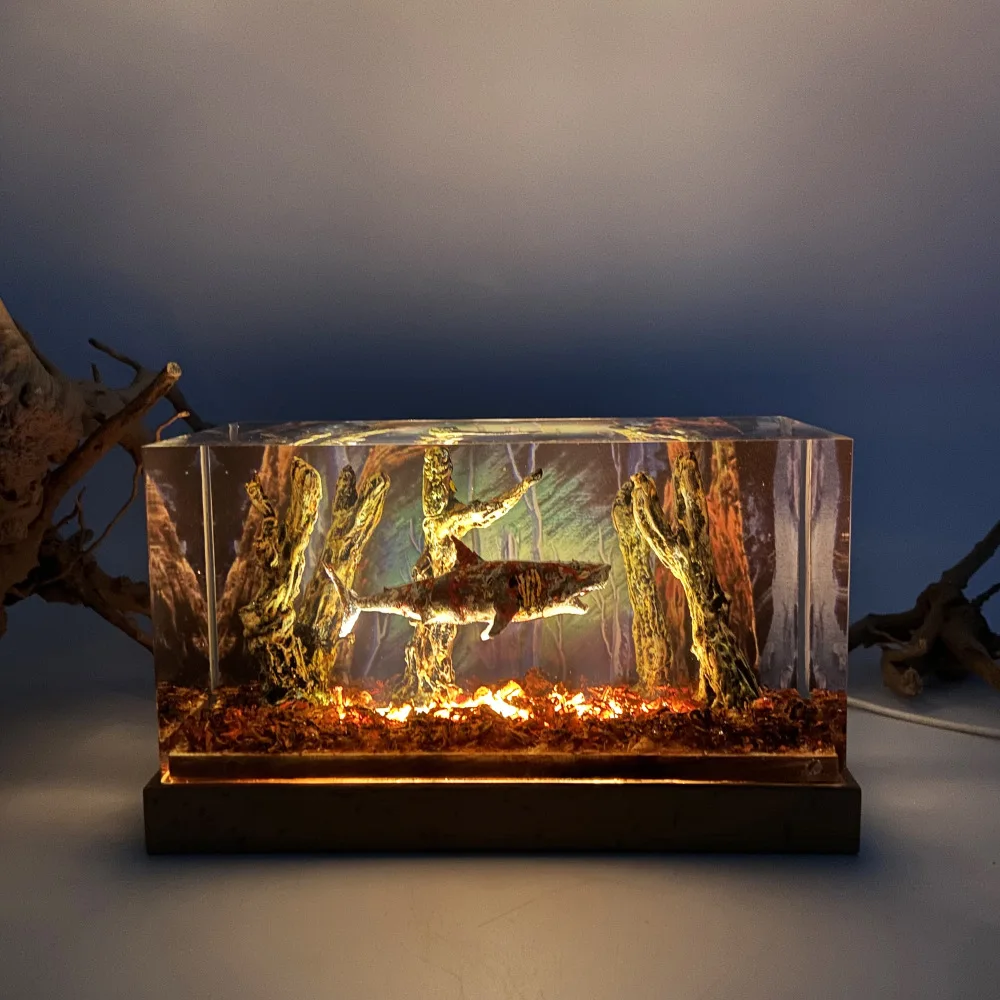 High End Horror Rotting Zombie Shark Atmosphere Resin Ornament Night Light Creative Holiday Gift