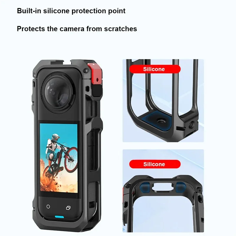 Capa protetora de gaiola para insta360 x5, montagem de adaptador de expansão de estrutura de metal com tampa de lente acessório de câmera-tce