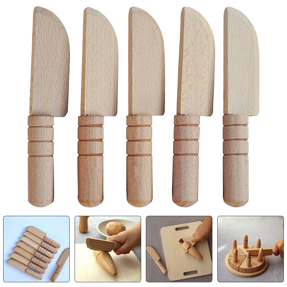 5 Pcs Toy Set Simulated Wooden Child Kids Cutting Fruits Kitchen Pretend Toys Role