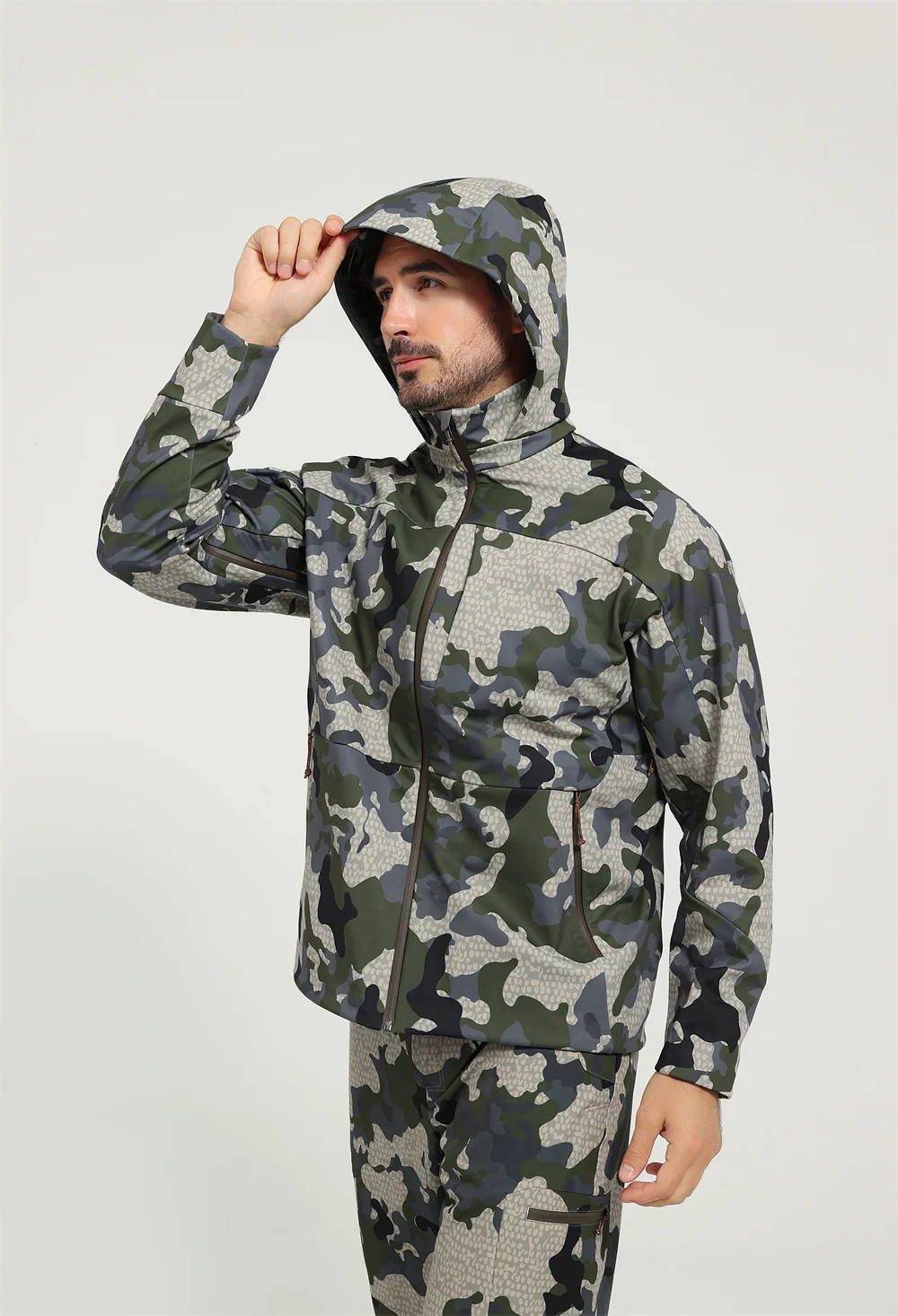 Ainfad Herren Jetstream 3-in-1 Fleece Leichte Jagdjacke Atmungsaktiv Winddicht Wasserdicht Outdoor Freizeitmantel – Detail 9