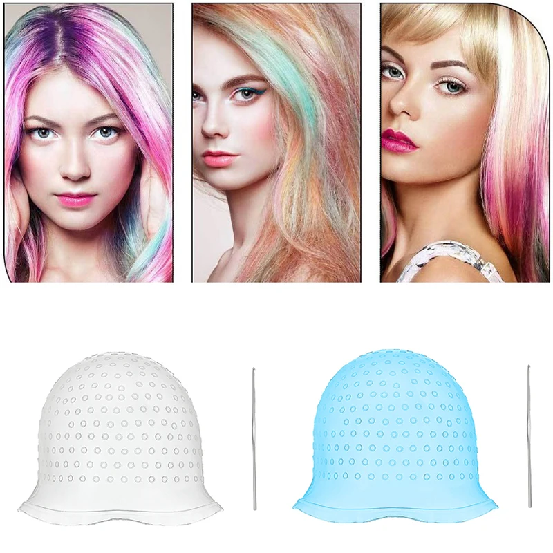 Gorro de silicona para colorear el cabello, aguja de gancho, tinte de Color profesional, resaltado, juego reutilizable, herramientas de teñido de