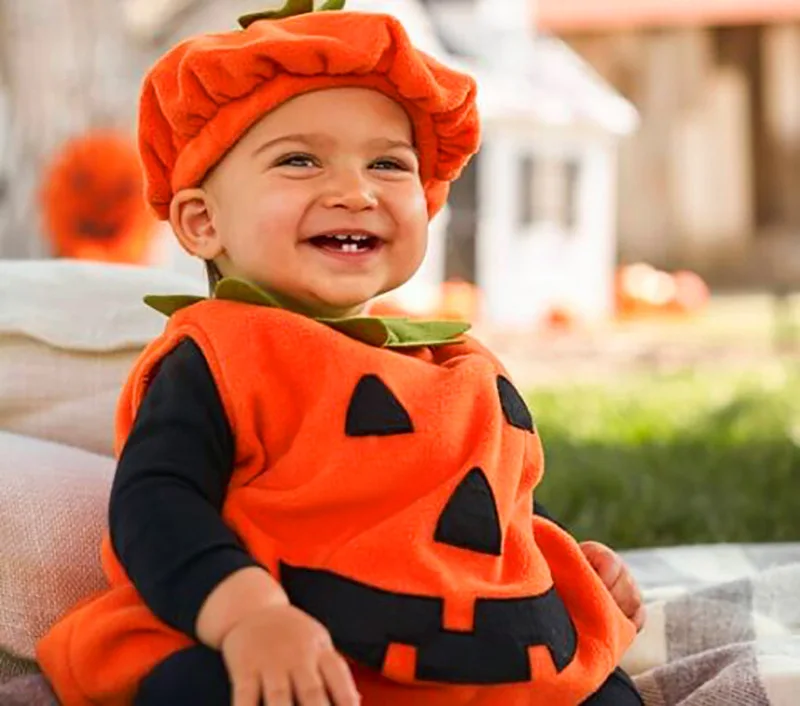 Halloween Romper Pumpkin Set with Hat Fancy Carnival Party Toddler Cosplay Bat Jumpsuit Baby Hooded Jumpsuit Costume Outfits