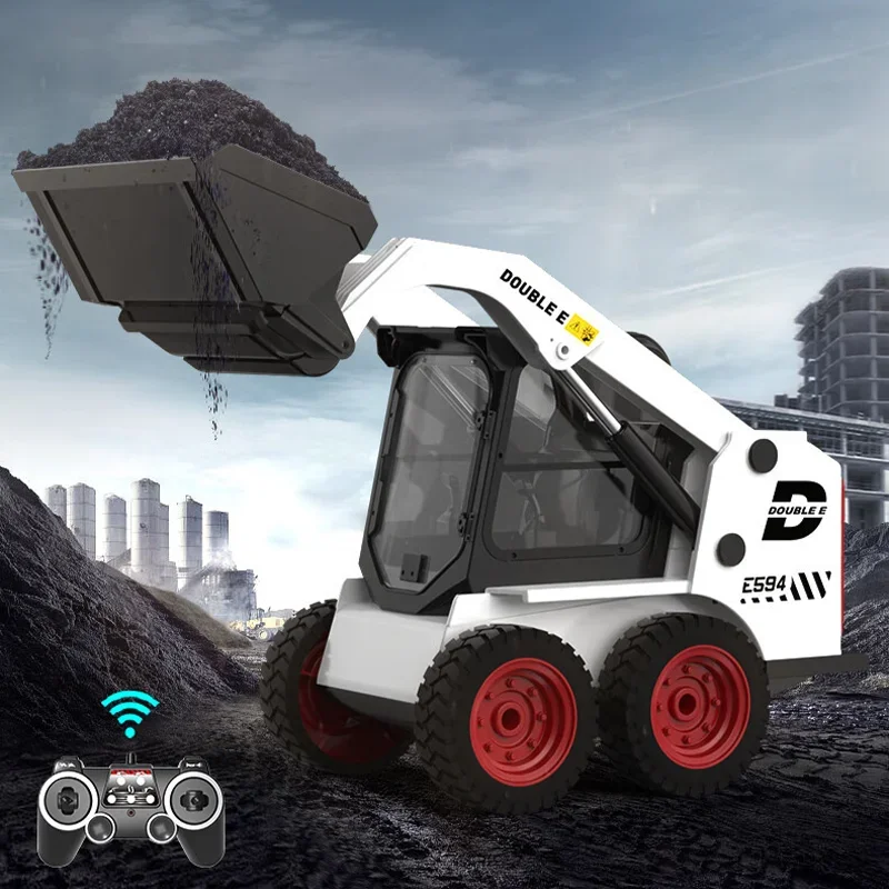 RC Excavator E594 1:14 2.4G Remote Control Truck Slip Loader Digging Bucket 360 Rotation High Low Speed Engineer Toy