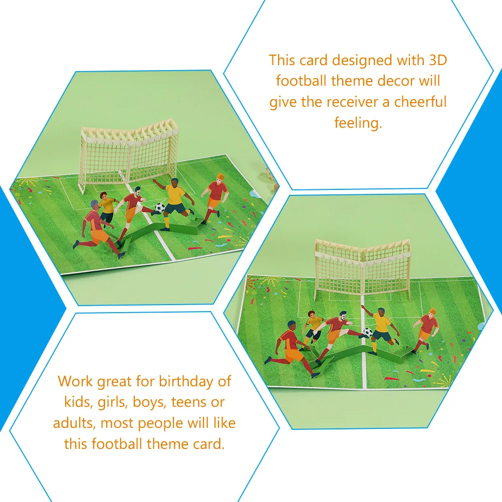 

Football Memorial Greeting Card Appealing Soccer Cards Cheerful Paper Green