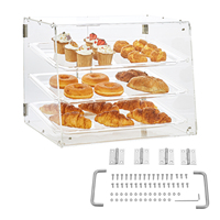 SucceBuy 2/3-Tier Commercial Acrylic Pastry Bakery Display Case with Rear Door Access & Removable Shelves for Donut Bagels Cake