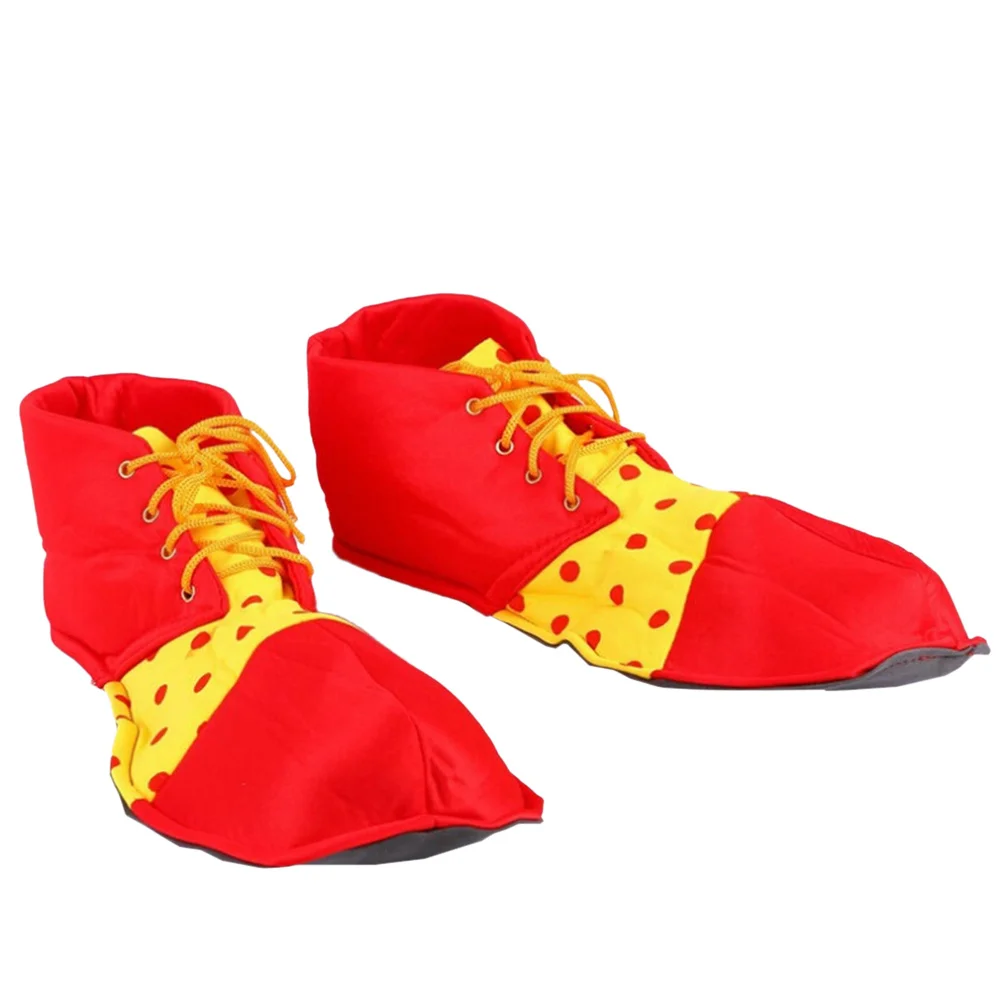 

A Pair Red Clown Shoes Oversized Bright Colors Adjustable Strings for Carnival Halloween Clown Shoes Adult Men Women