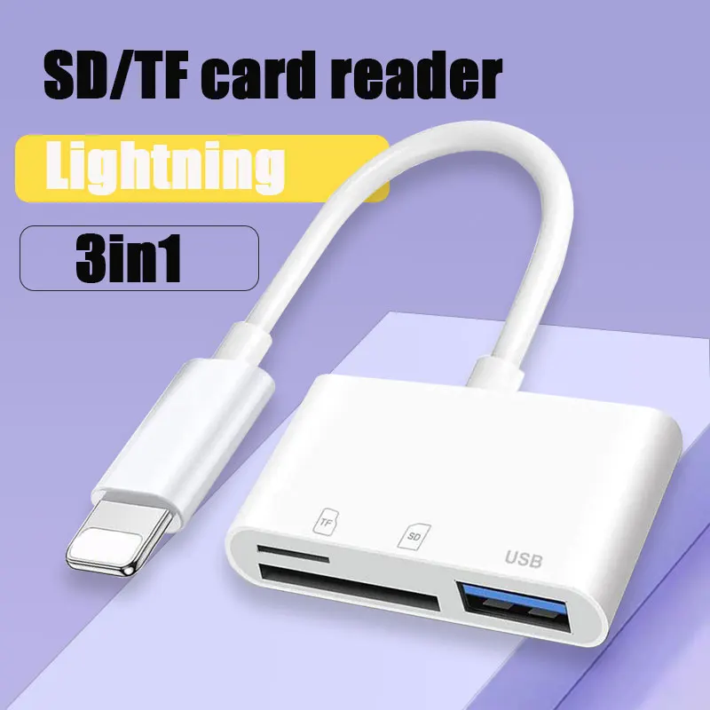 

3-in-1 Lightning to SD & TF Card USB Camera Adapter For iPhone iPad Card Reader