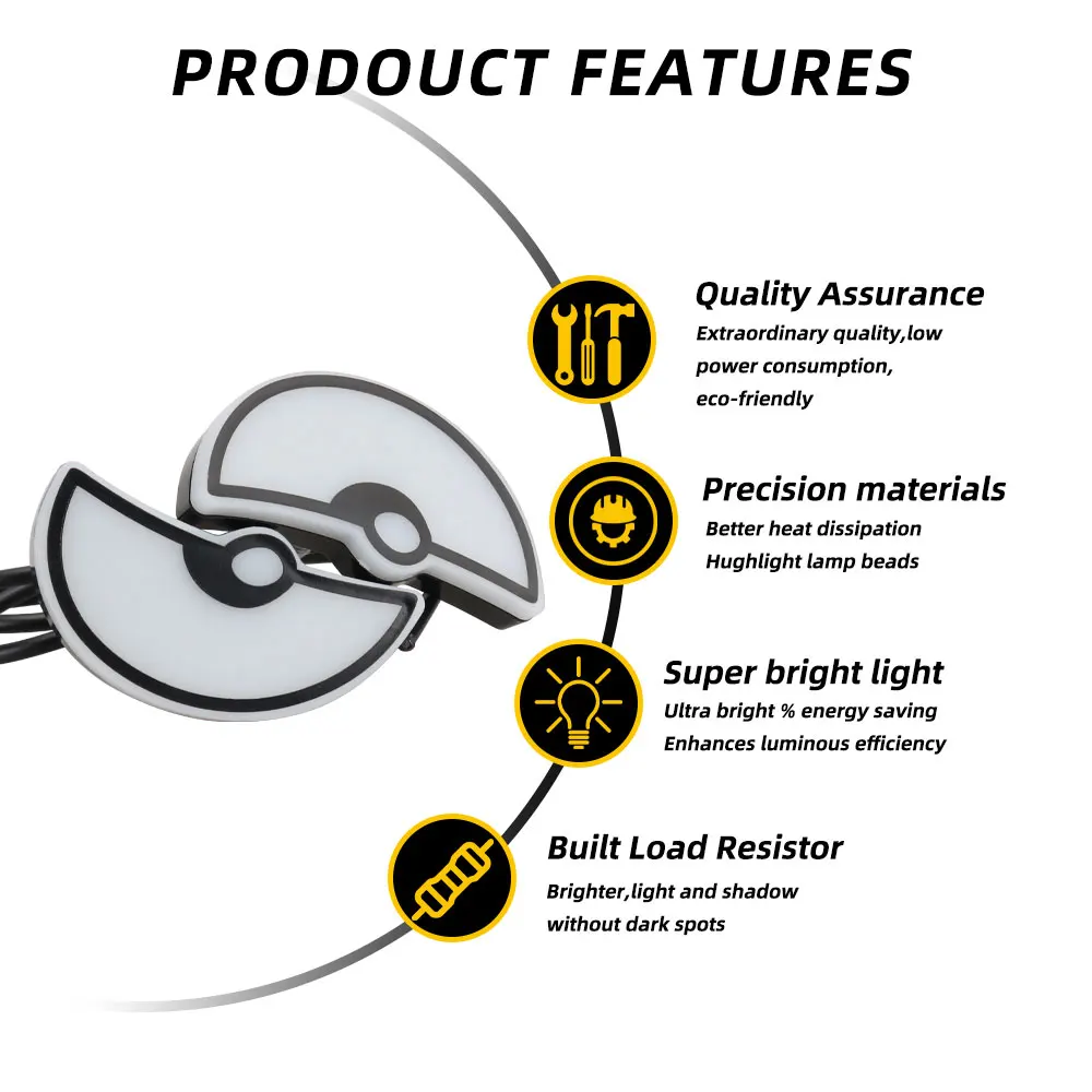 Совершенно новые уникальные светодиодные фонари, мотоциклетные фонари «сделай сам», полукруглые фонари, модифицированные универсальные детали для украшения мотоцикла «Око дьявола»