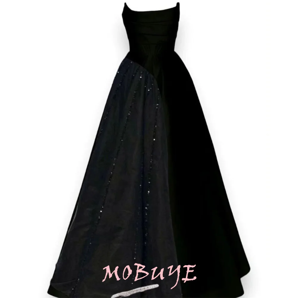 MOBUYE 2024 Popular A-Line Prom Dress Floor-Length With Sleeveless Evening Fashion Elegant Party Dress For Women