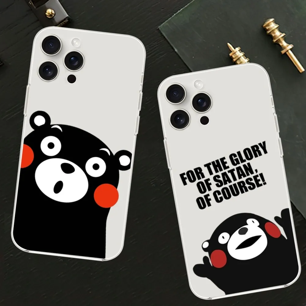 Cute Bear Kumamon Phone Case For iPhone Mini 11 12 13 14 Pro 15 Pro XS Max X Plus SE xr Transparent Shell