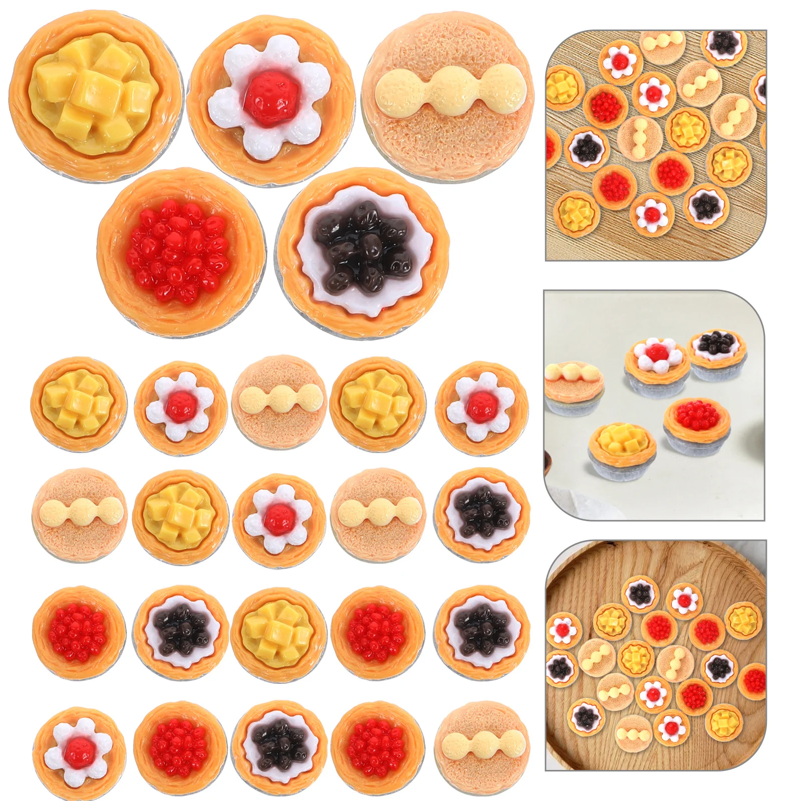

20 pcs Egg Tart Decor Simulation Food Realistic Artificial Tart For Bakery Kitchen Home Display Montessori Educational Props