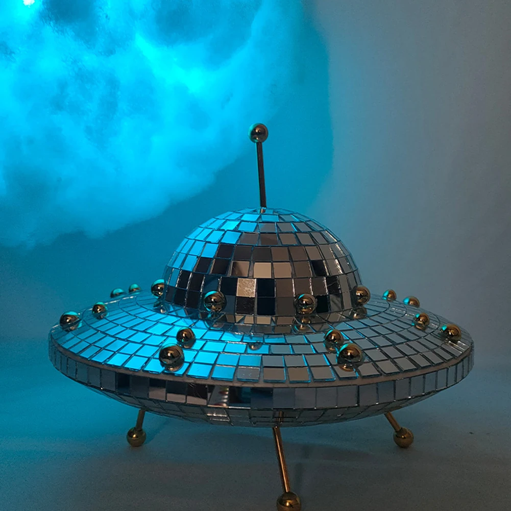 UFO Space World Desk Ornaments Creative Art Aesthetic Mirror Reflective Balls Art Crafts Funny Home Decor Halloween Decorations