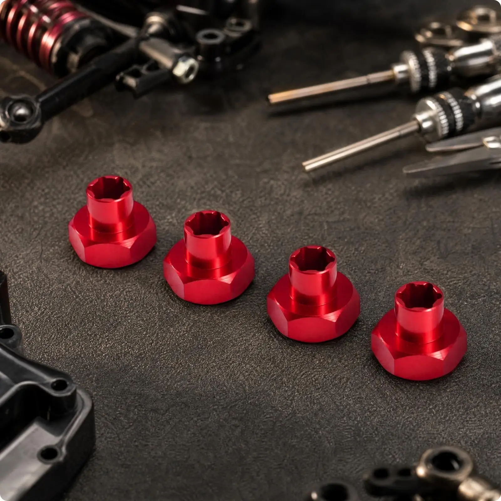 Anodized Aluminum Alloy 5mm to 12mm Hex Adapter for RC Truck Wheel Axle Wobble Free Install
