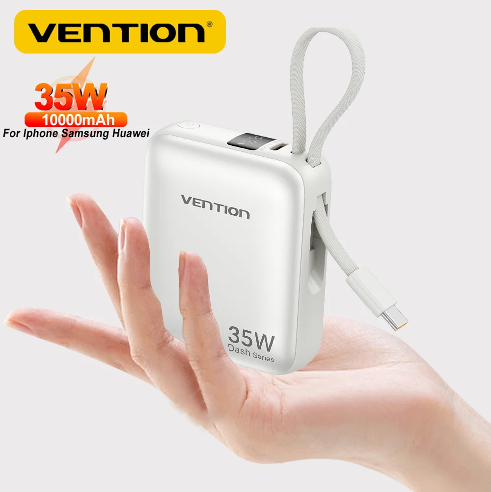 Vention 35W Power Bank 10000mAh Portable Battery Fast Charging Powerbanks Built-in Type-C Spare Battery for iPhone 16 Max Huawei