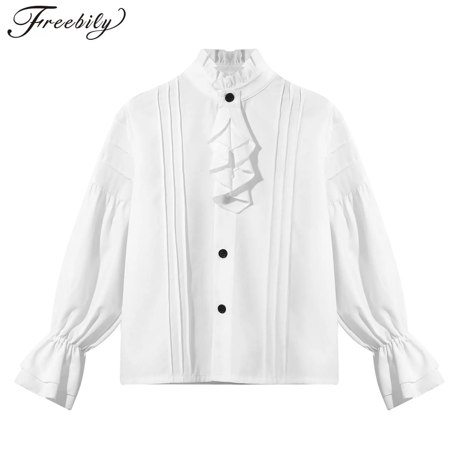Camisas de manga larga con volantes para niño, Tops, camisa Retro Vintage victoriana, disfraz de pirata Medieval renacentista, blusas, Ropa de baile