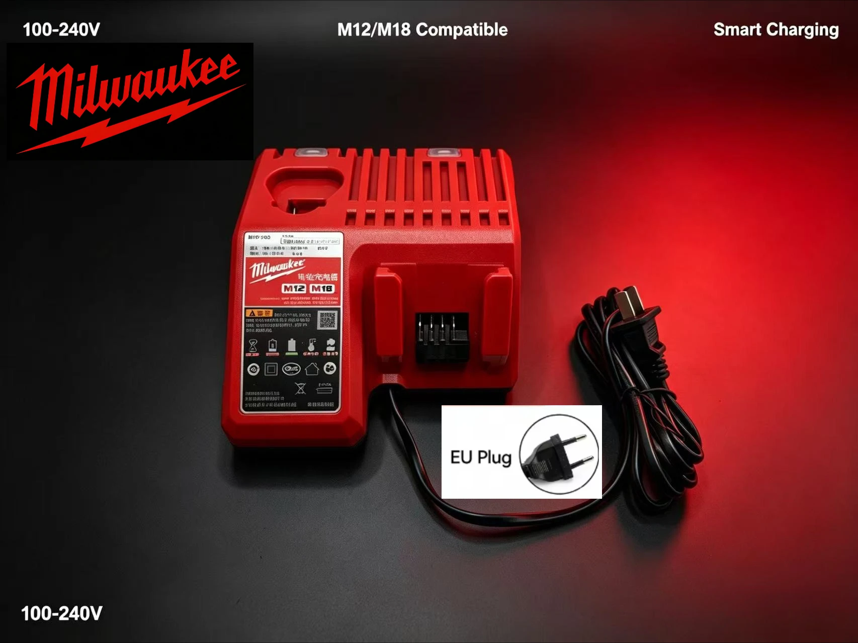 

Milwaukee M12 M18 Fast Charger 12V 18V Li-ion Battery High Efficiency Quick Charge Power Tool Accessory Stable Output