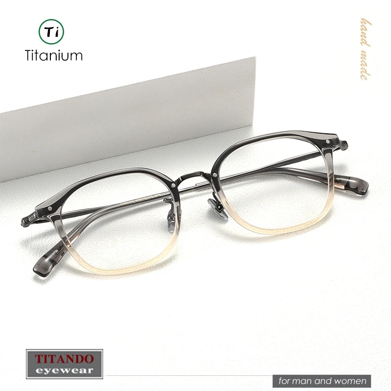 

Japanese Style Titanium and Acetate Combination Square Frame for Men Women Optical eyeglasses Eyevan Same Design FOSTER