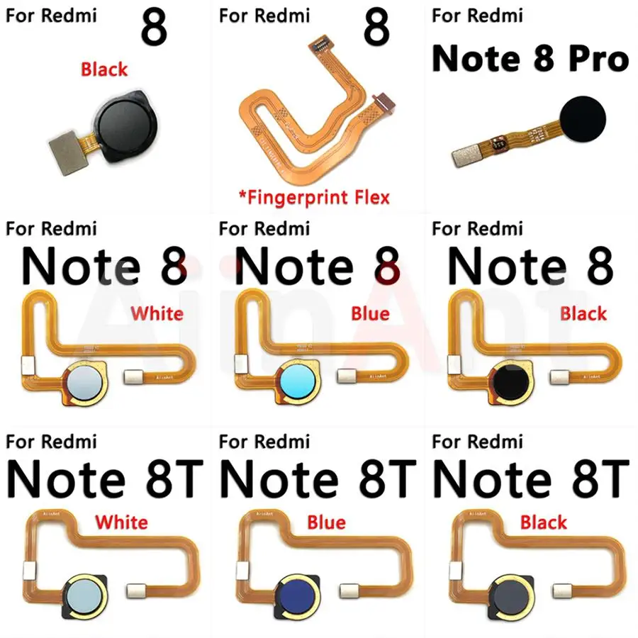 Aiinant Back Button Touch ID Finger Scanner For Xiaomi Redmi Note 8 8T Pro Plus Prime Fingerprint Sensor Flex Cable