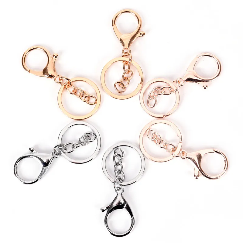 10 Pieces Key Chain Key Ring Jewelry Accessories Gold Silver Plated Lobster Chain Key Ring Making Supplies