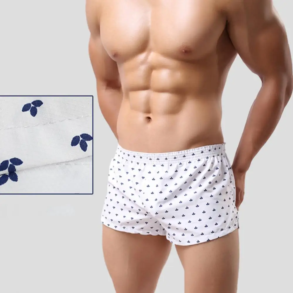 Star Dots Print Boxers Underwear Men's Shorts Home Underpants Men's Casual Breathable Printed Pure Cotton Home Pants Shorts