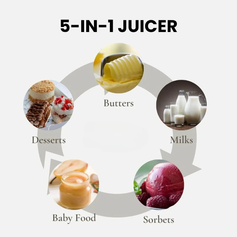 Spremiagrumi masticatore a freddo supremo in lotti grandi |   Motore CC senza spazzole a 4 velocità per spremitura senza arresto Ricetta da 132 pagine facile da pulire