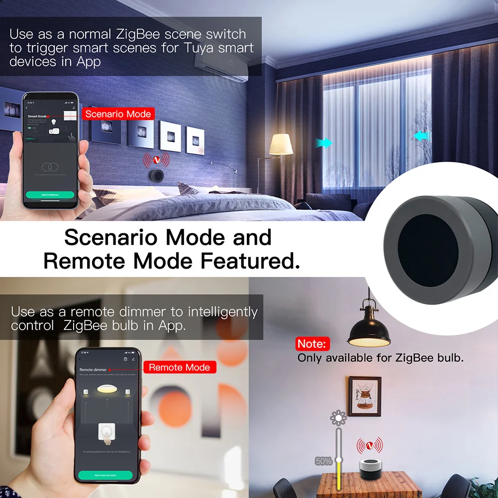 Tuya ZigBee Smart Knob Switch Wireless Scene Switch Button Controller Battery Powered Automation Scenario Smart Life App