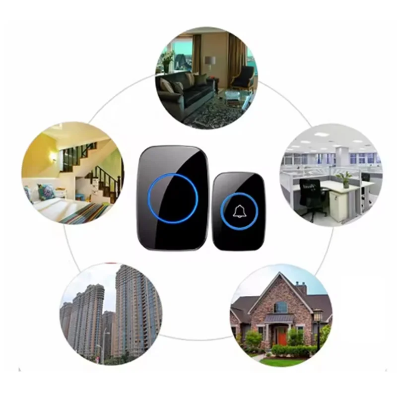 ABKQ-Home Интеллектуальный беспроводной дверной звонок 300 м Водонепроницаемый Добро пожаловать Smarthome Пейджер дальнего действия Умный дверной звонок с вилкой европейского стандарта