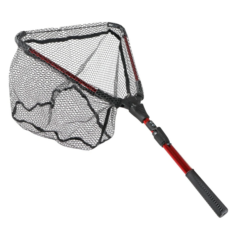 75-90Cm Folding Fishing Brail Net Telescopic Fishing Landing Net Scoop Net Durable Easy To Use Red