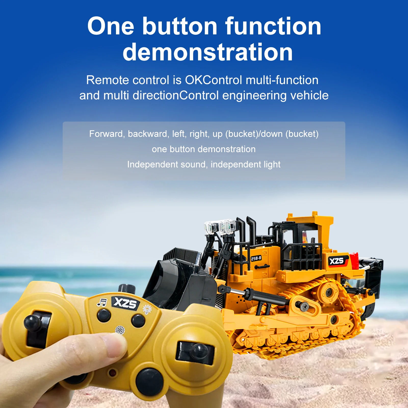 1:24 2.4G 9CH RC Bulldozer RC Tractor Truck Construction Engineerin g Vehicles Simulation Sound Educational Toys for Kids