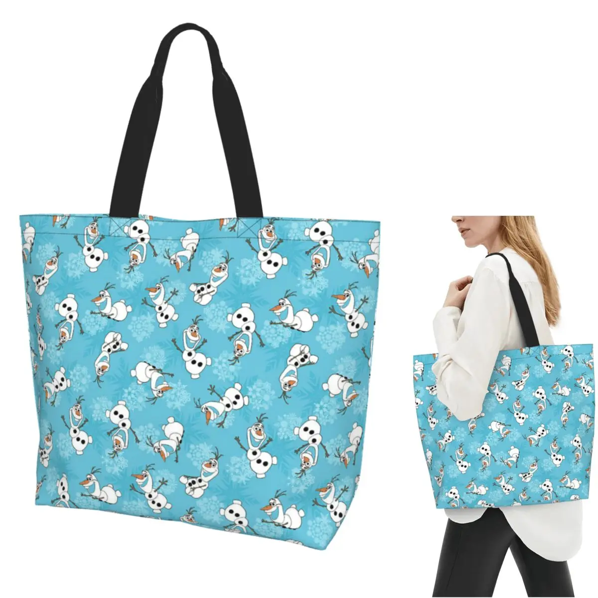

Frozen Cartoon Shopping Tote Bag Canvas Large Capacity Shoulder Bags Shopper Grocery Handbag for Women
