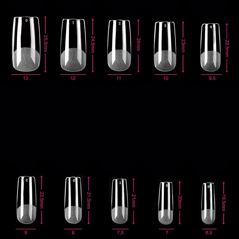 Quadratische Nagelspitzen, 120 Stück, künstliche, vollständige Abdeckung, weiche, klare Gelspitzen, 12 Größen, scharfe Kunstnägel für Nagelverlängerung