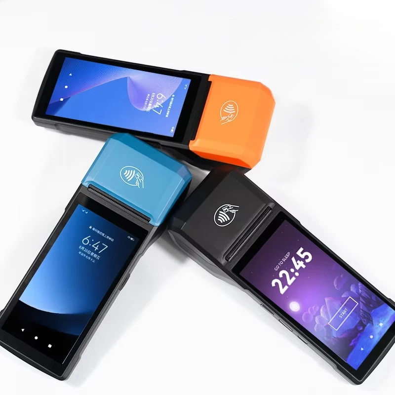 الكل في واحد سوبر ماركت النقدية المحمولة آلة الدفع محطة أندرويد موبايل Pos 4G نظام نقطة البيع المحمولة مع الطابعة