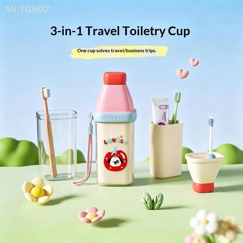Neosfg Plastic 3 In 1 Toothbrush Cup Large Capacity Cartoon Toothbrush Toothpaste Storage Box Space Saving Toothbrush Cup Travel