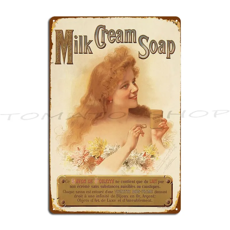 Milk Cream Soap Savon De Toilette Vintage Metal Plaque Poster Living Room Wall Decor Cinema Club Personalized Tin Sign Poster