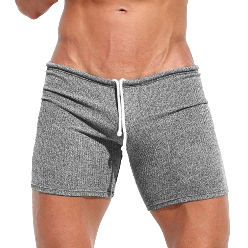 

Sexy Mens Ribbed Sleepwear Shorts Outdoor Sports Jogging Gym Sportswear Short Pants Breathable Underwear Elastic Lingerie