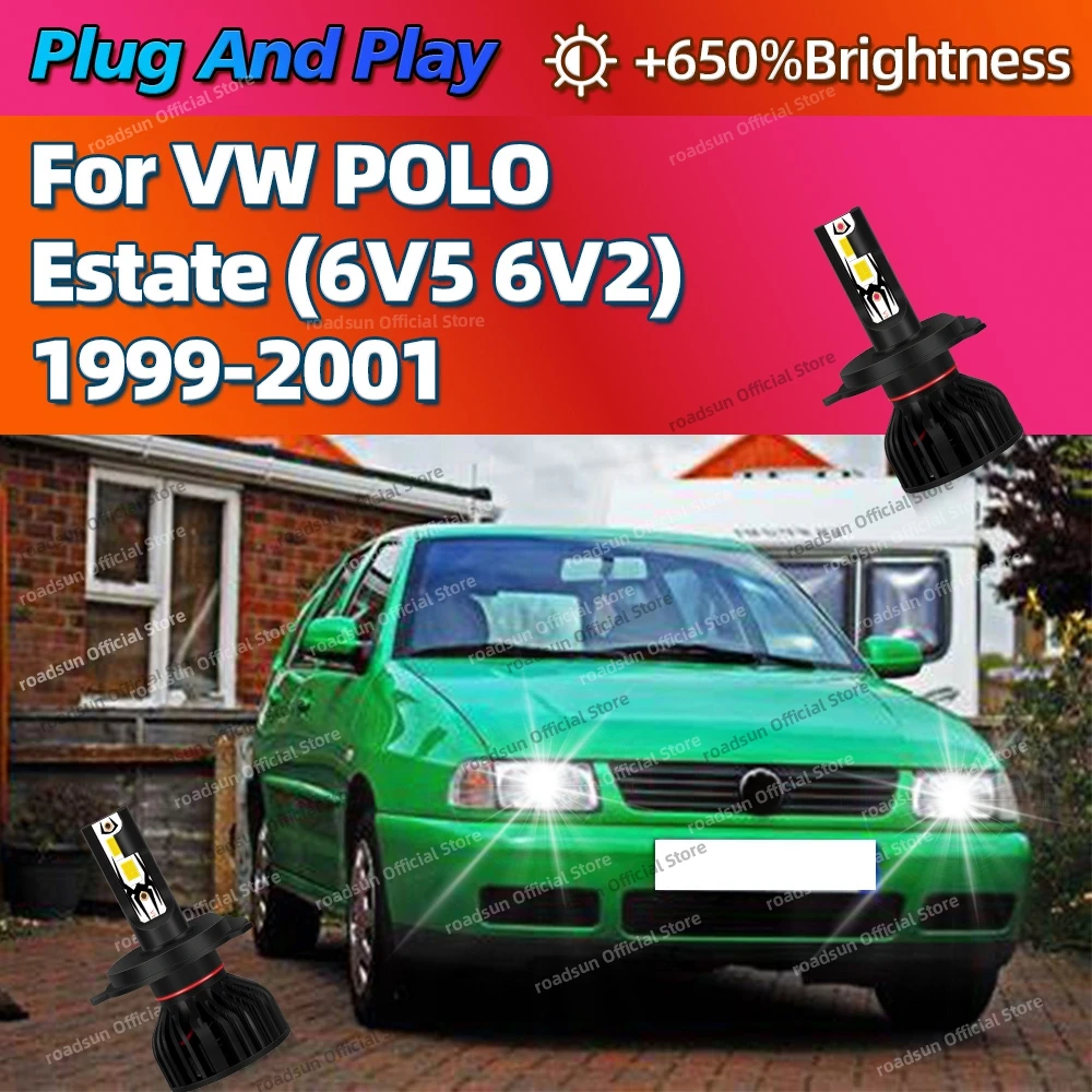 

2Pcs 6000k LED Headlight Bulbs 30000LM H4 Tube 12V Car Lamp For VW Volkswagen POLO Estate 6V5 6V2 1999 2000 2001