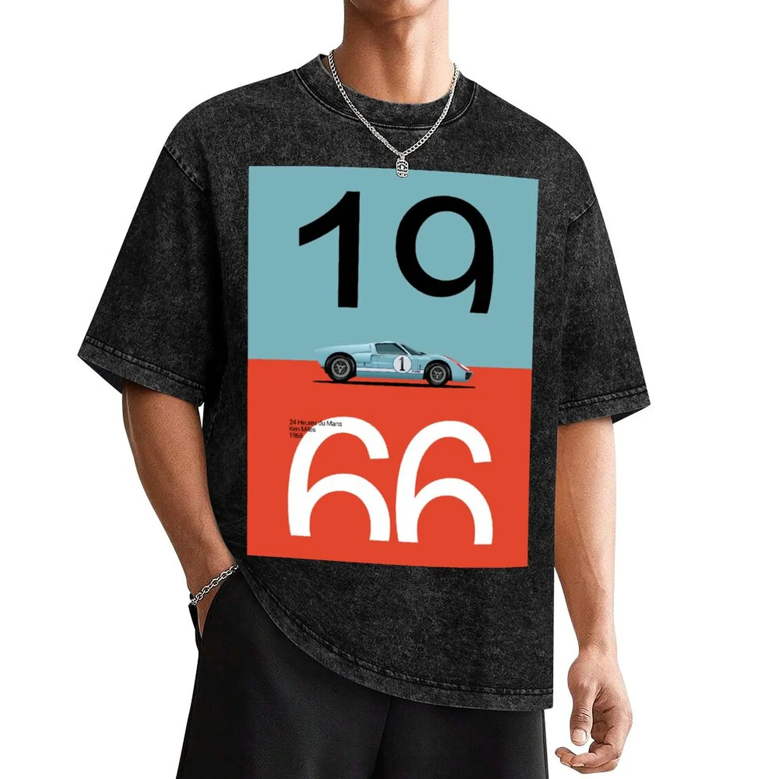 1966 Ken Miles' Ford GT40 24hs Le Mans 티셔츠 발렌타인 의류 오버사이즈 티셔츠 남성 셔츠 그래픽 티