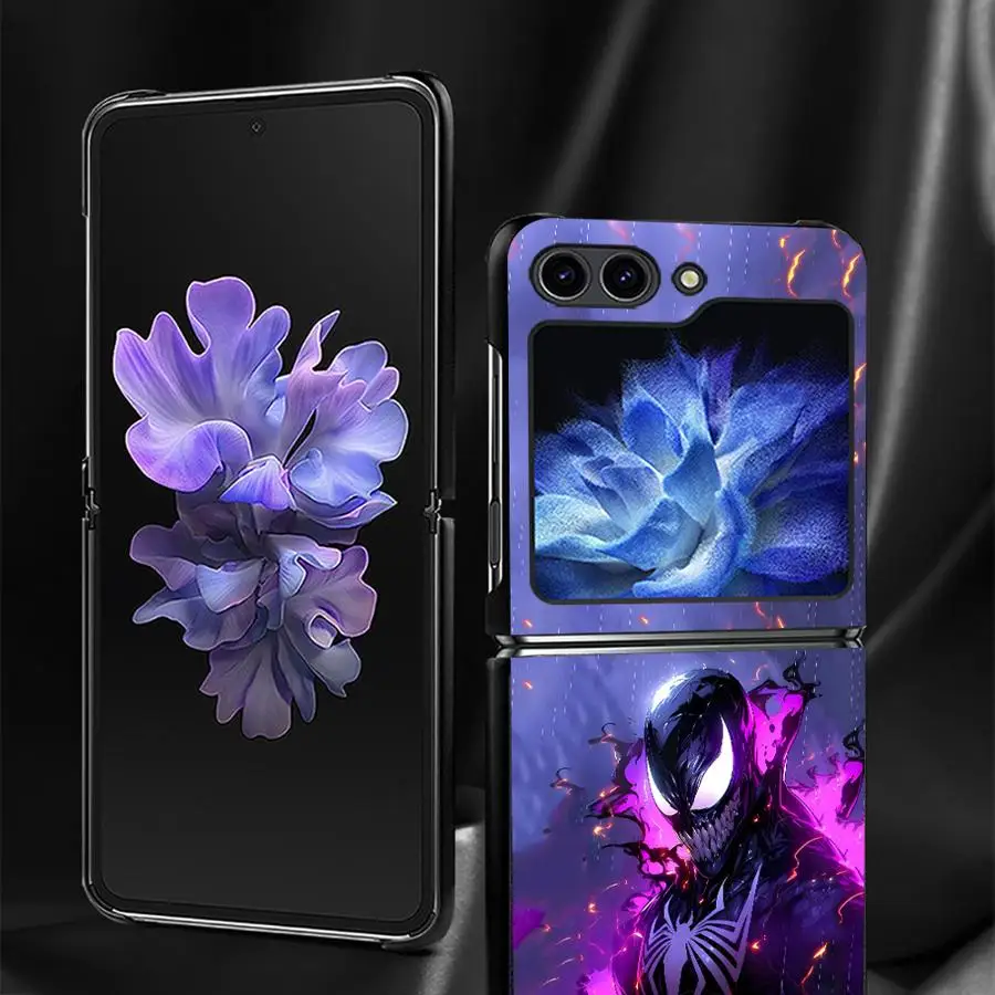 마블 어큐러시티 베놈 하드 폰 커버 케이스 (삼성 갤럭시 Z플립5 Z플립7 FE Z 플립 7 6 5 4 3 Z플립3 Z플립4 Z플립6 용)