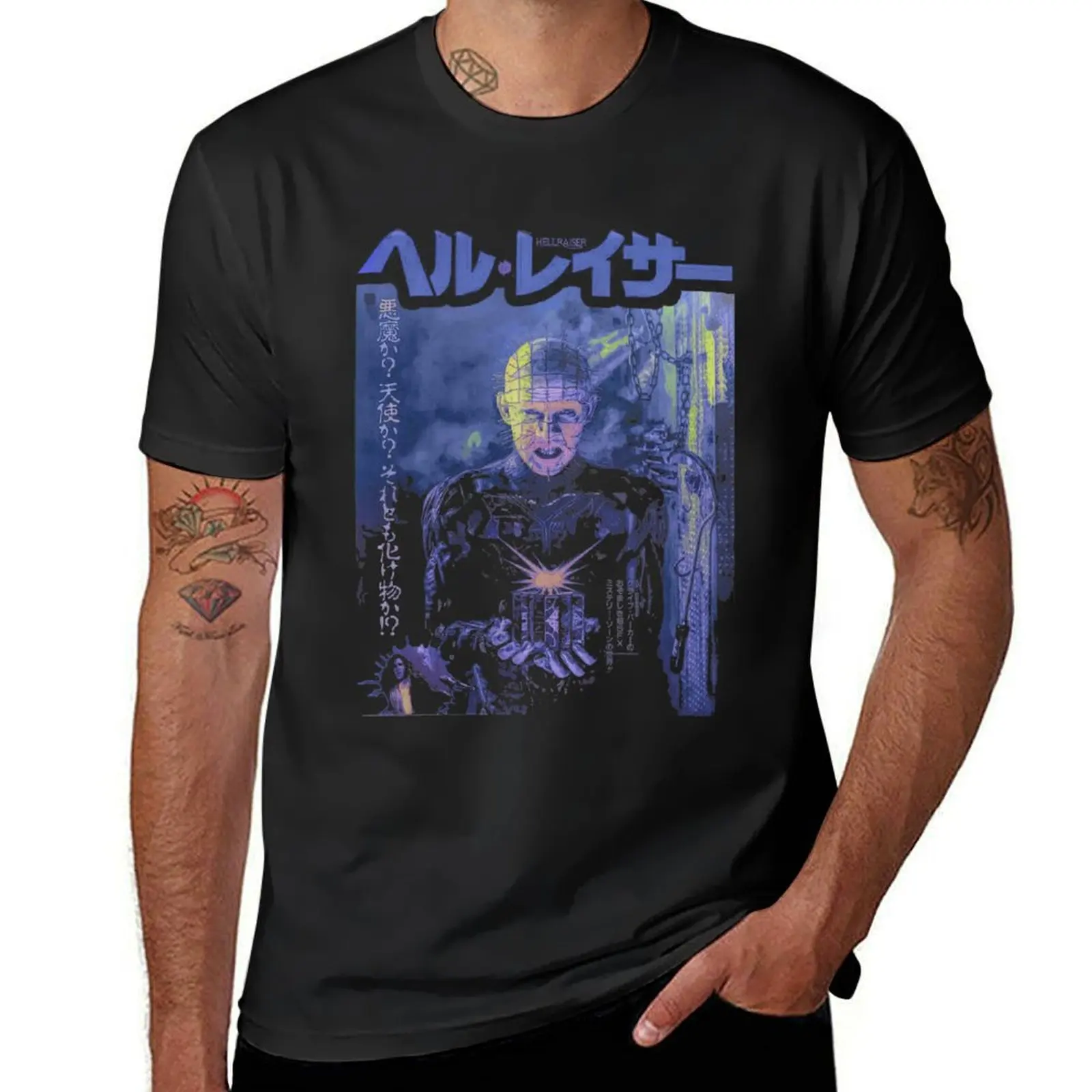 Hellraiser Japanese Blue T-Shirt shirts graphic tees Blouse Short sleeve tee oversized t shirts for men