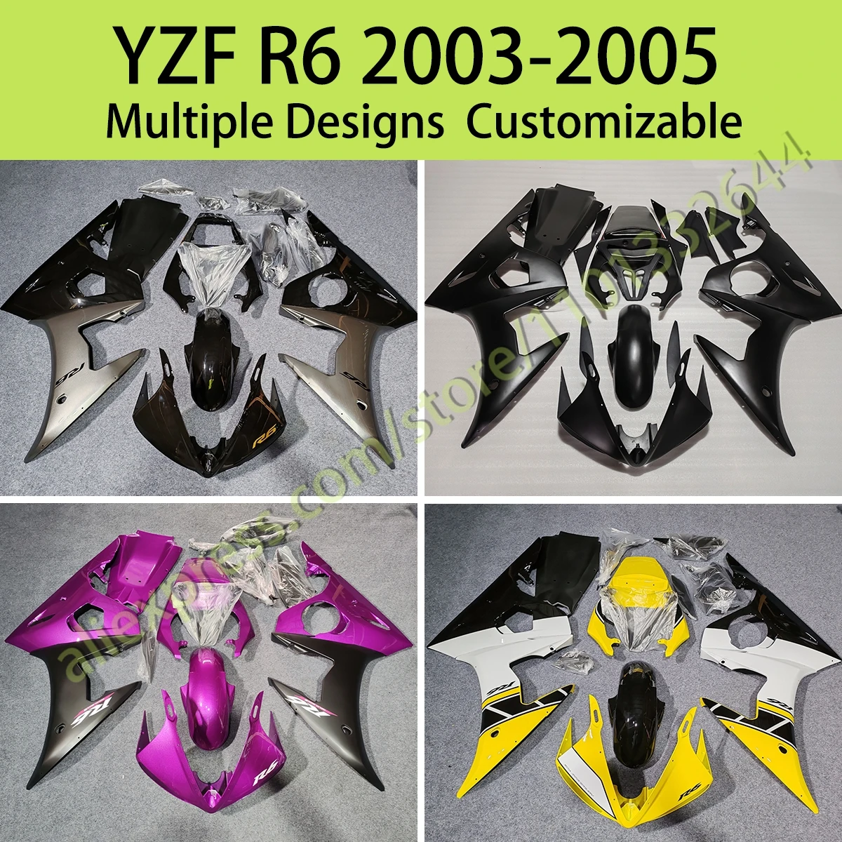 

New Style Fairings YZFR6 2003 2004 2005 Aftermarket Motorcycle Fairing Kit Free Custom for Yamaha YZF R6 03 04 05