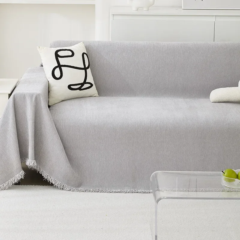 Solid Color Waterproof Sofa Towel Chenille Four Seasons Universal Sofa Cover All-inclusive Universal Simple Sofa Blanket