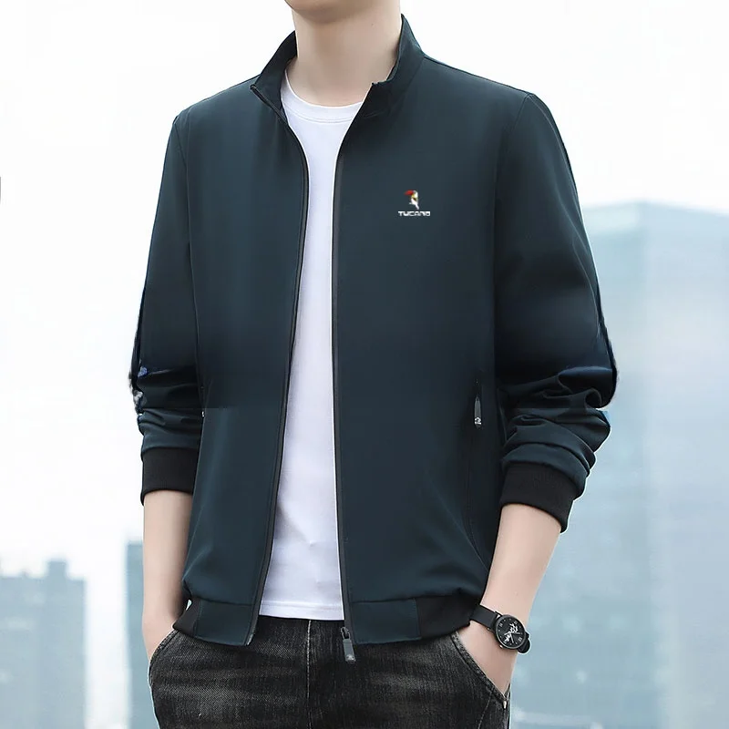 

TUCANO Men's Casual Busin Jaet 2025 Spring Autumn New Sle Woodpeer Collar Mid-aged Adstrative Outerwear
