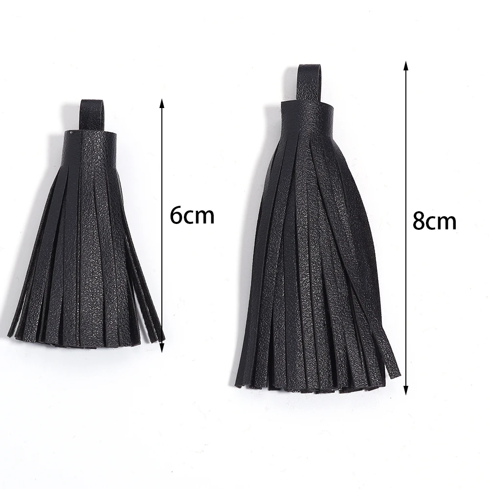 5pcs/lot 60/80mm Pure Color Vintage Leather Tassel Pendants  for  Bag Clothes Handbag Decoration Trims DIY Handiraft Accessories