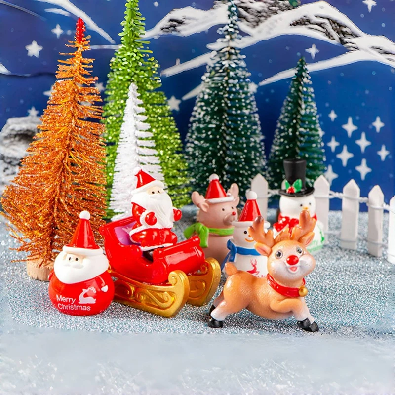 1PC Santa Claus Snowman Tree Micro Landscape Model Mini Resin Christmas Decor DIY Miniature Garden Figurines Home Ornament Gift