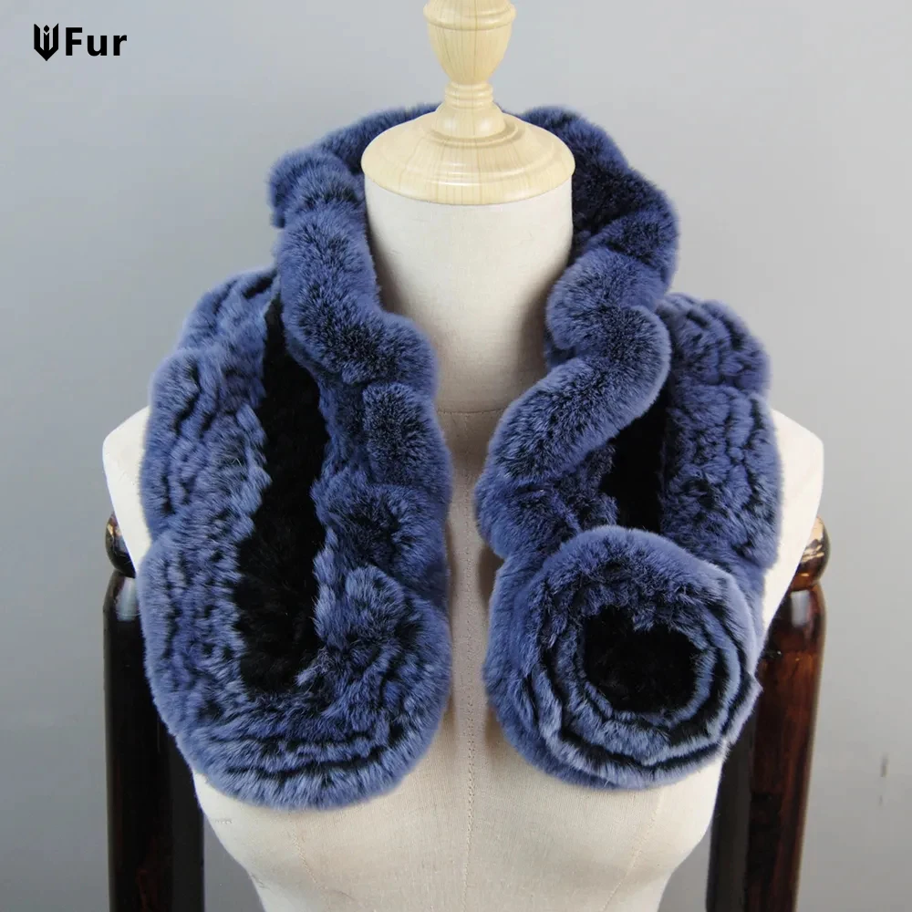 

Women Luxury Scarf Winter Warm Real Rex Rabbit Fur Scarf Foulard Fashion Lady Natural Rex Rabbit Fur Scarf Genuine Fur Muffler