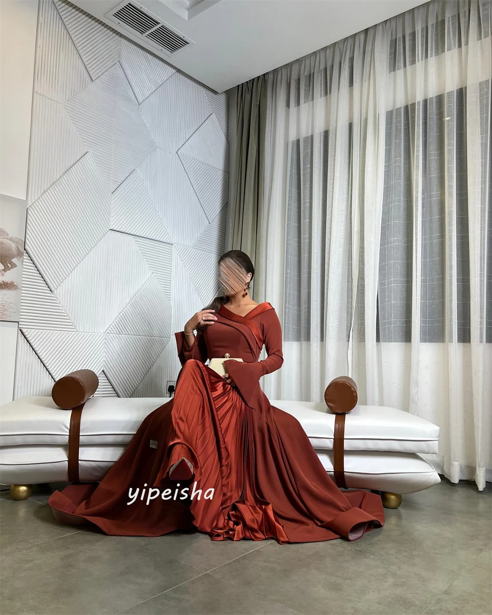 Customized Jiayigong s Criss-Cross Draped Valentine\'s Day A-line V-Neck Bespoke Occasion Gown Long Dresses