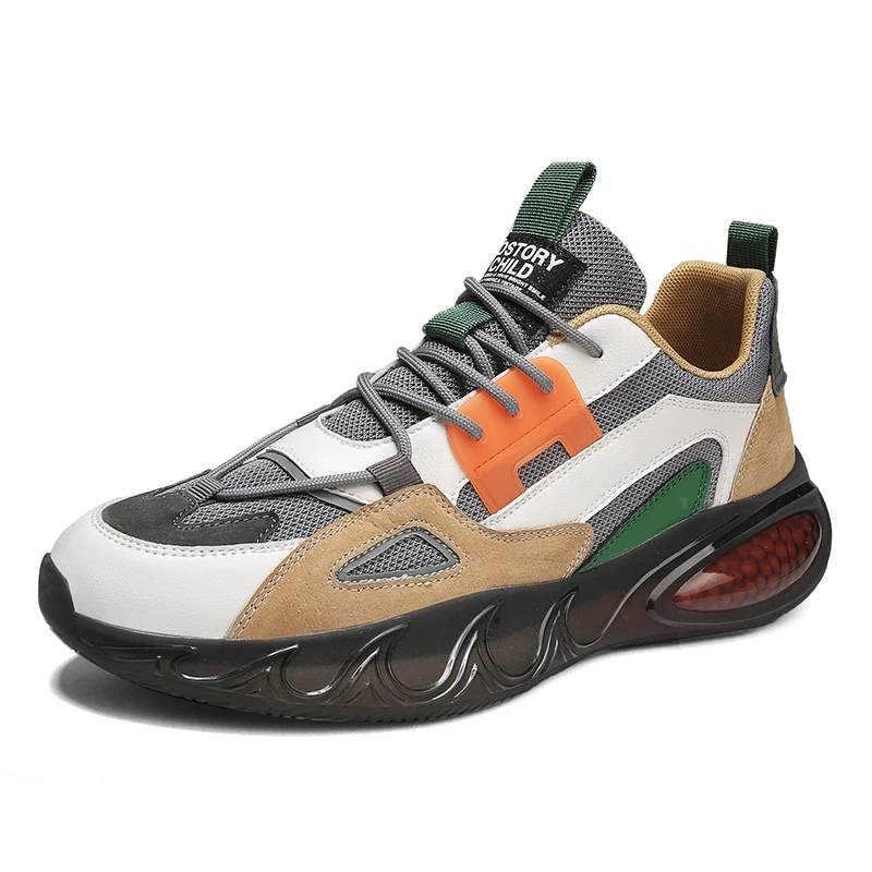 Men Casual TPU Mesh Spliced Sport Shoes Platform Popcorn Cushioning Breathable Running Jogging Trend Sneakers