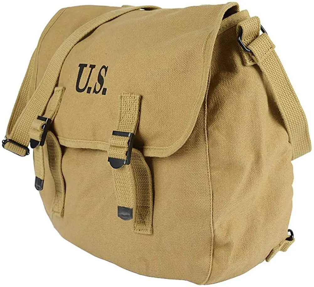 Leader WW2 US M1936 Tas Musik Ransel Militer Sabuk Tas Punggung Kanvas, Khaki