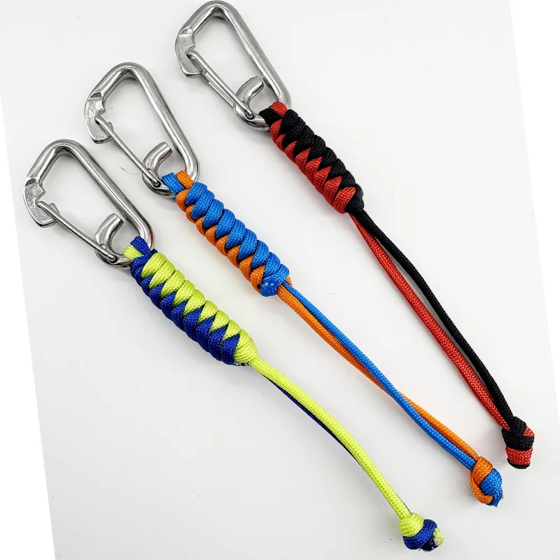 Scuba  stainless steel bolt snap with braided rope lanyard and anti-lost safety rope BCD accessory