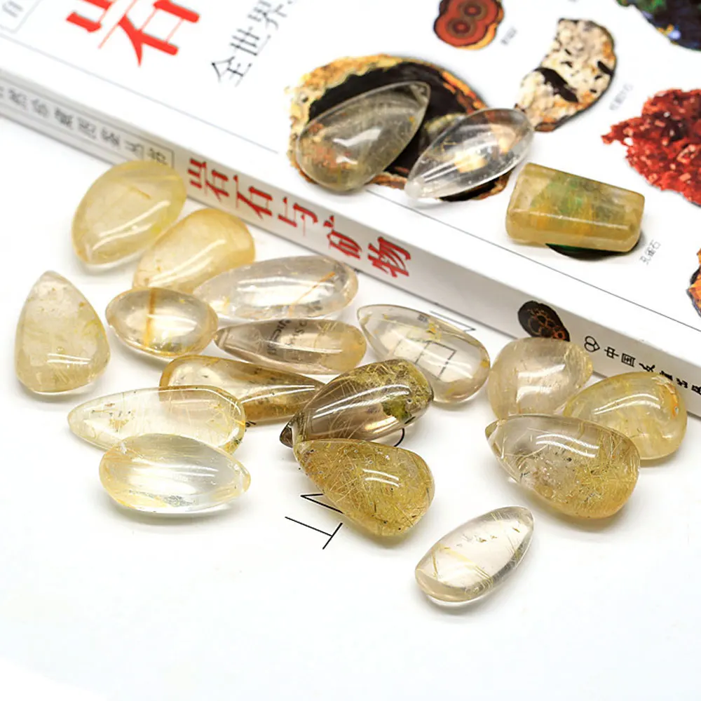 Pierre à cheveux en Citrine naturelle jaune, cristal de Quartz rutilé, pierre polie, spécimens, Articles artisanaux de guérison, décoration de maison, 1 pièce